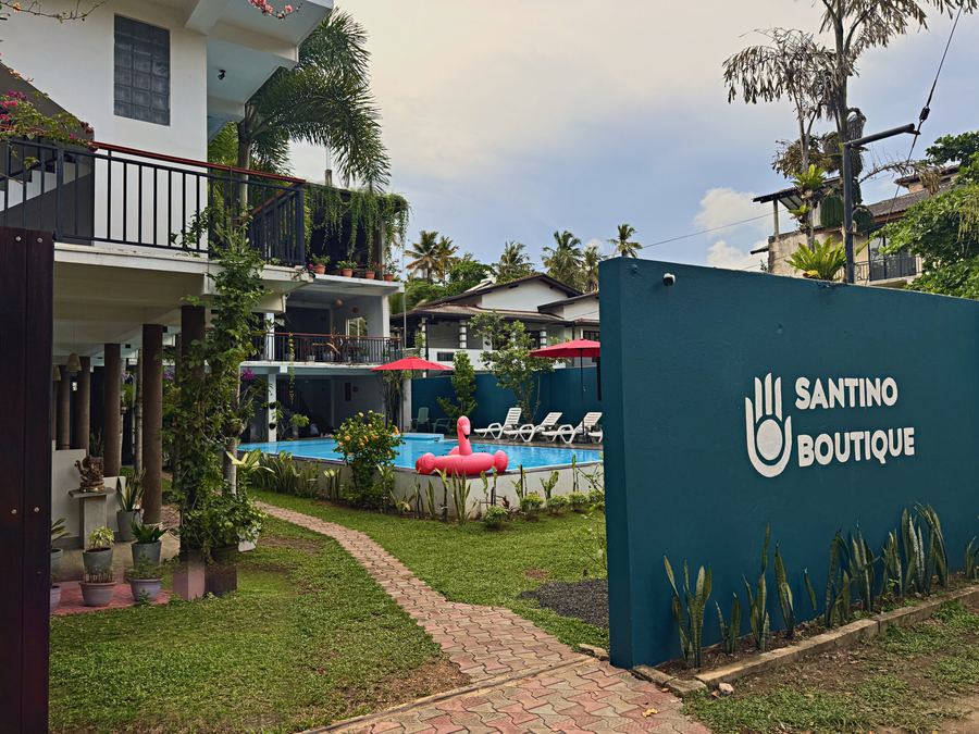 Santino Boutique entrance and garden