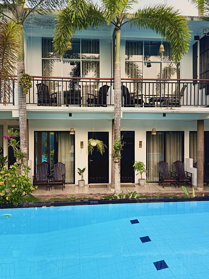 Balconies looking over the pool